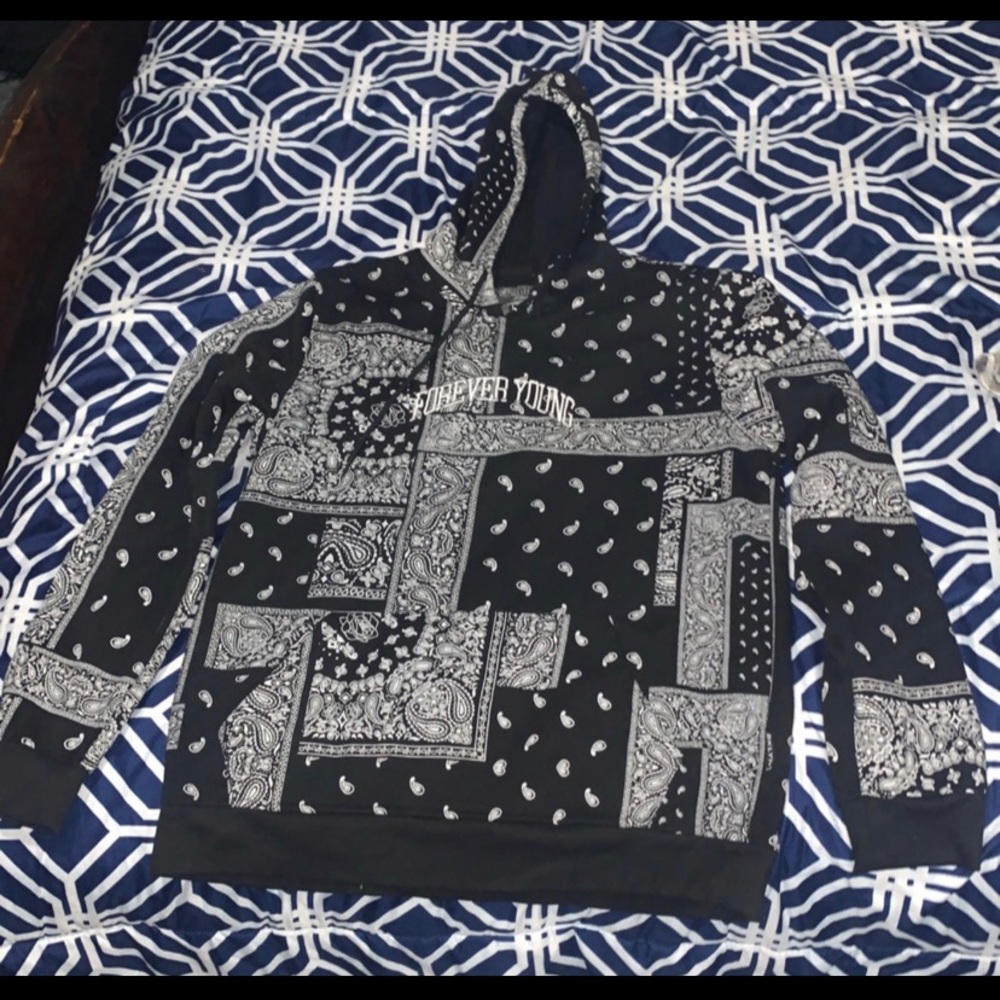 Brooklyn Cloth Forever Young Black Bandana Hoodie